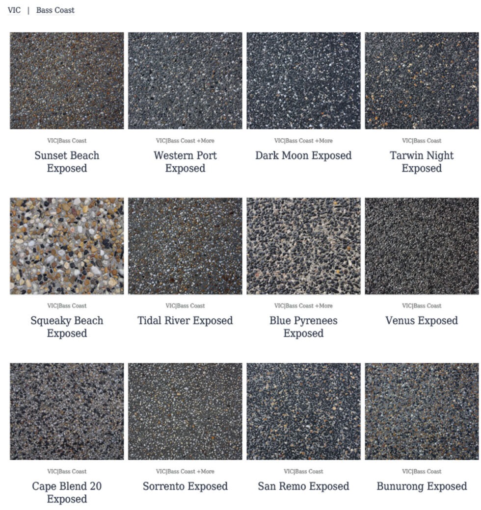 Exposed Aggregate Colour Chart